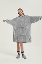 Load image into Gallery viewer, Double-sided fleece hoodie(light grey)