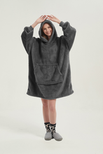 Load image into Gallery viewer, Double-sided fleece hoodie(dark grey)