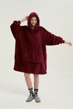 Load image into Gallery viewer, Double-sided fleece hoodie(wine red)