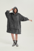 Load image into Gallery viewer, Double-sided fleece hoodie(dark grey)