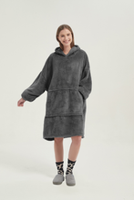 Load image into Gallery viewer, Double-sided fleece hoodie(dark grey)