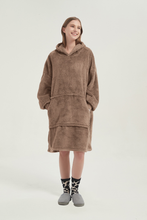 Load image into Gallery viewer, Double-sided fleece hoodie(light Khaki)