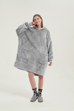 Load image into Gallery viewer, Double-pocket fleece hoodie(light gray)