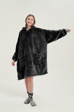 Load image into Gallery viewer, Double-pocket fleece hoodie(black)