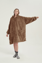 Load image into Gallery viewer, Double-pocket fleece hoodie(khaki)