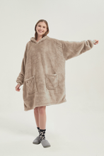 Load image into Gallery viewer, Double-pocket fleece hoodie(brown)