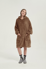 Load image into Gallery viewer, Double-pocket fleece hoodie(khaki)