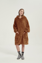 Load image into Gallery viewer, Double-pocket fleece hoodie(yellow brown)