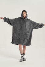 Load image into Gallery viewer, Double-pocket fleece hoodie(dark grey)