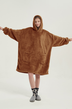 Load image into Gallery viewer, Double-pocket fleece hoodie(yellow brown)