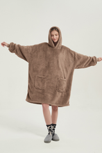 Load image into Gallery viewer, Double-pocket fleece hoodie(light khaki)