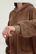 Load image into Gallery viewer, Double-pocket fleece hoodie(khaki)