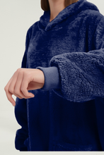 Load image into Gallery viewer, Double-pocket fleece hoodie(navy blue)