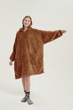 Load image into Gallery viewer, Double-pocket fleece hoodie(yellow brown)