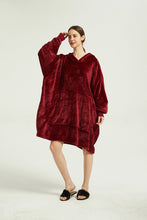 Load image into Gallery viewer, Oversized Light Wearable lanket Sweatshirt(wine red)