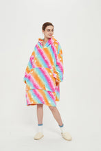 Load image into Gallery viewer, Oversized Light Wearable lanket Sweatshirt(dark rainbow)