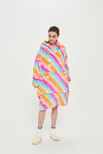 Load image into Gallery viewer, Oversized Light Wearable lanket Sweatshirt(dark rainbow)