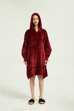 Load image into Gallery viewer, Oversized Light Wearable lanket Sweatshirt(wine red)