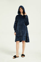 Load image into Gallery viewer, Oversized Light Wearable lanket Sweatshirt(navy blue)