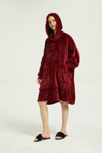 Load image into Gallery viewer, Oversized Light Wearable lanket Sweatshirt(wine red)