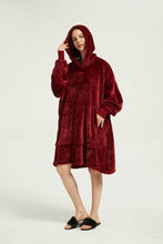 Load image into Gallery viewer, Oversized Light Wearable lanket Sweatshirt(wine red)