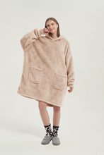 Load image into Gallery viewer, Double-pocket fleece hoodie（apricot）
