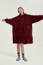 Load image into Gallery viewer, Double-sided fleece hoodie（wine red）
