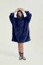 Load image into Gallery viewer, Double-sided fleece hoodie（navy blue）
