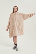 Load image into Gallery viewer, Double-pocket fleece hoodie（apricot）
