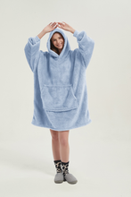 Load image into Gallery viewer, Double-sided fleece hoodie（sky blue）
