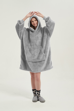Load image into Gallery viewer, Double-sided fleece hoodie（light grey）
