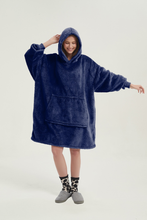 Load image into Gallery viewer, Double-sided fleece hoodie（navy blue）
