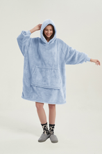 Load image into Gallery viewer, Double-sided fleece hoodie（sky blue）
