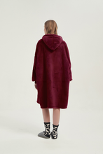 Load image into Gallery viewer, Double-sided fleece hoodie（wine red）
