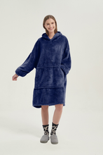 Load image into Gallery viewer, Double-sided fleece hoodie（navy blue）
