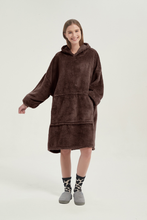 Load image into Gallery viewer, Double-sided fleece hoodie（coffee）
