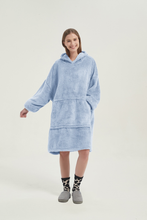 Load image into Gallery viewer, Double-sided fleece hoodie（sky blue）
