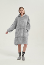 Load image into Gallery viewer, Double-sided fleece hoodie（light grey）
