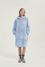 Load image into Gallery viewer, Double-sided fleece hoodie（sky blue）
