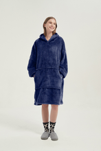 Load image into Gallery viewer, Double-sided fleece hoodie（navy blue）
