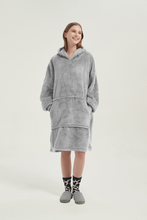 Load image into Gallery viewer, Double-sided fleece hoodie（light grey）
