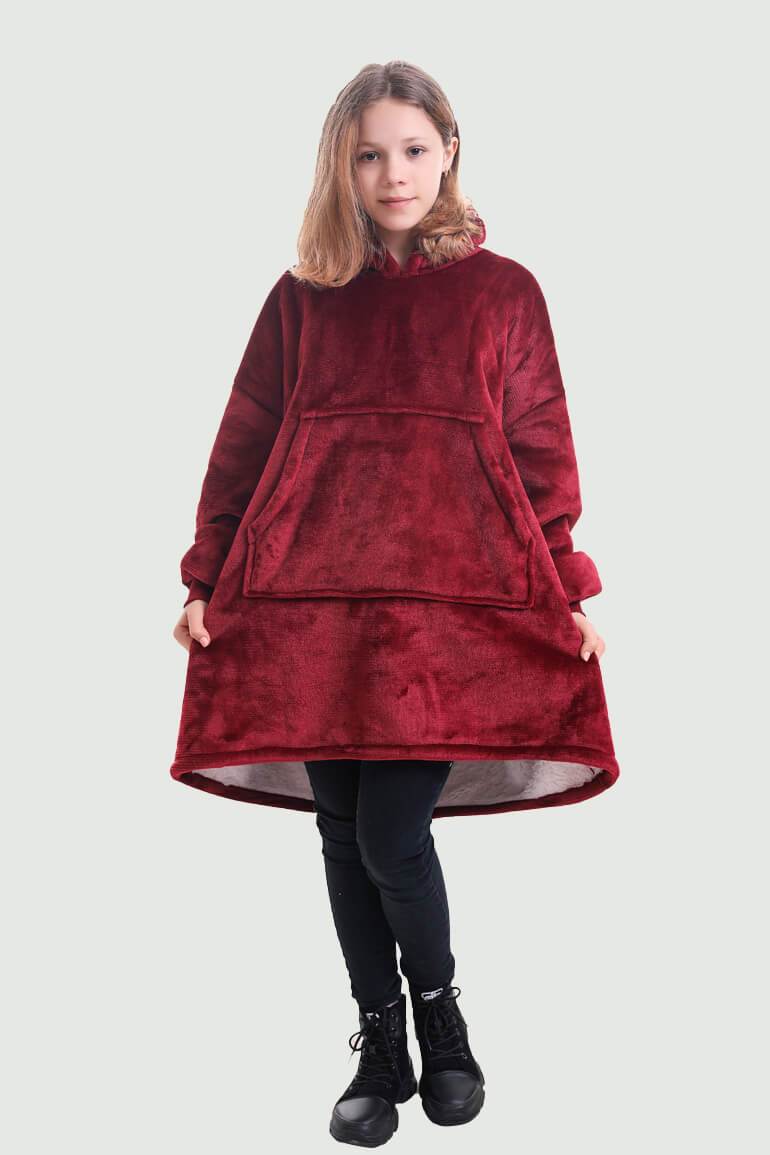 kid oversized hoodie（Wine red）
