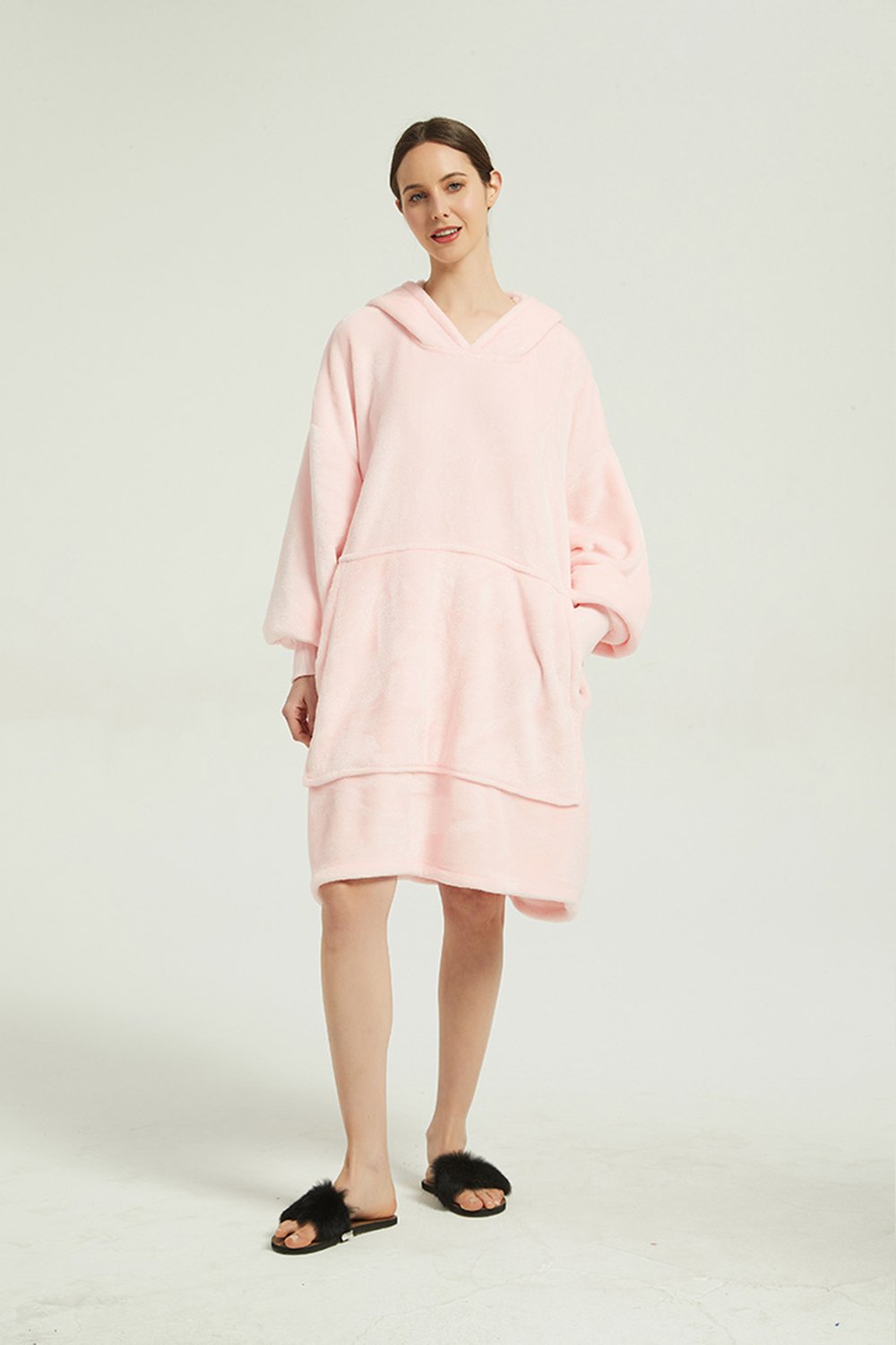 Oversized Light Wearable lanket Sweatshirt(pink)