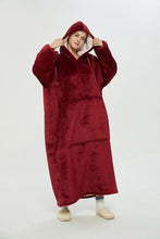 Load image into Gallery viewer, Oversized extra long hoodie（wine red）
