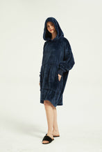 Load image into Gallery viewer, Oversized Light Wearable lanket Sweatshirt(navy blue)
